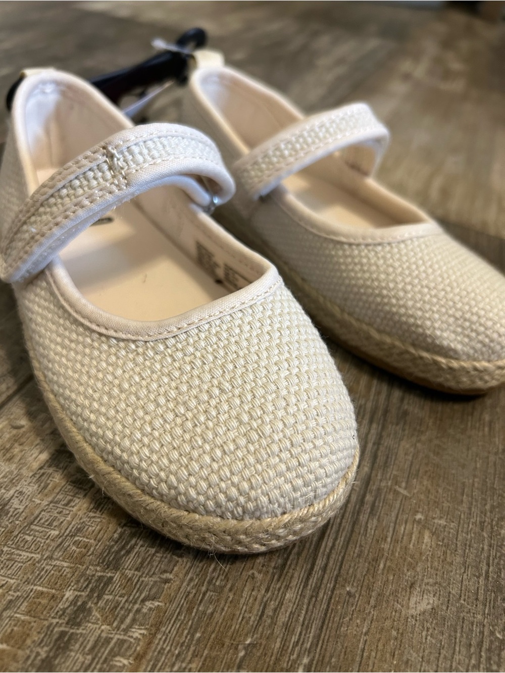 wonder nation Cream Woven Mary Jane Espadrille with Hook-and-Loop Strap